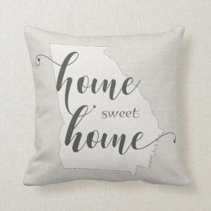 Coussin Géorgie - Home Sweet Home aspect toile de jute