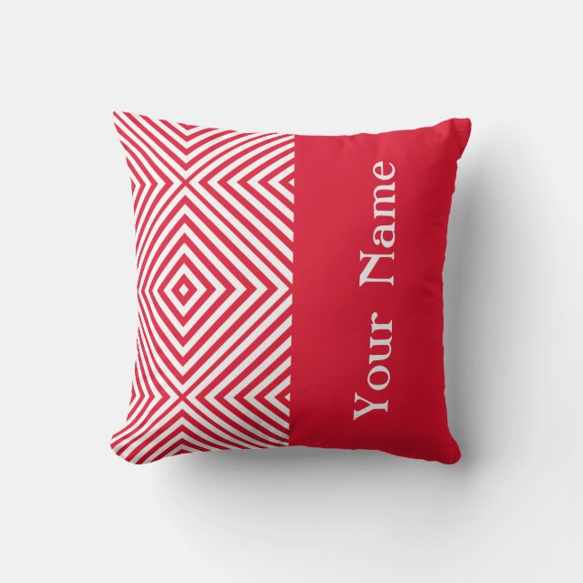 Coussin Geranium Diamond Chevron avec nom @ Emporiomoffa (Recto)
