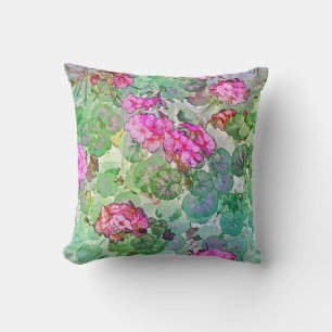 Coussin Géraniums aquarelles