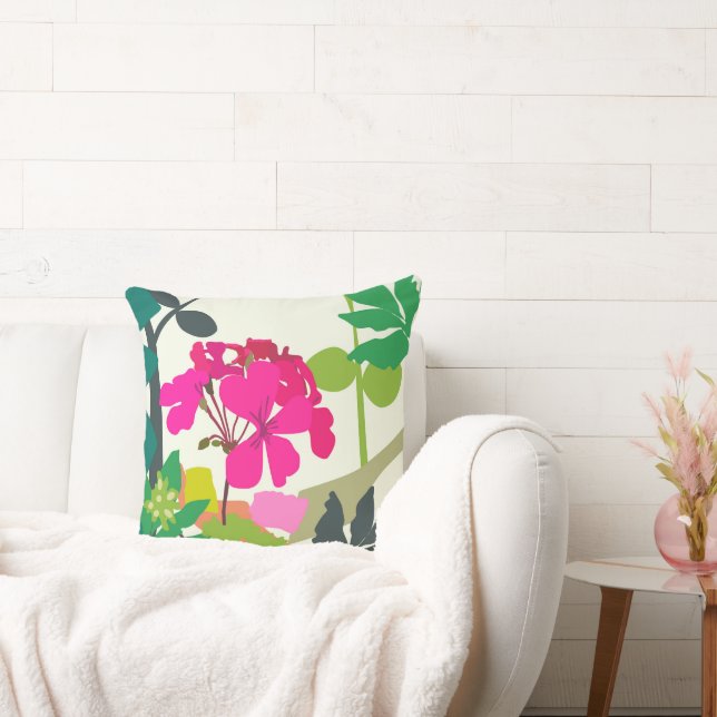 Coussin Geraniums fleuris Gras Floriste moderne (Canapé)