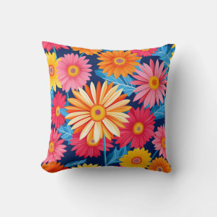 Coussin Gerbera Daisies Vibrant Plante Fleurs