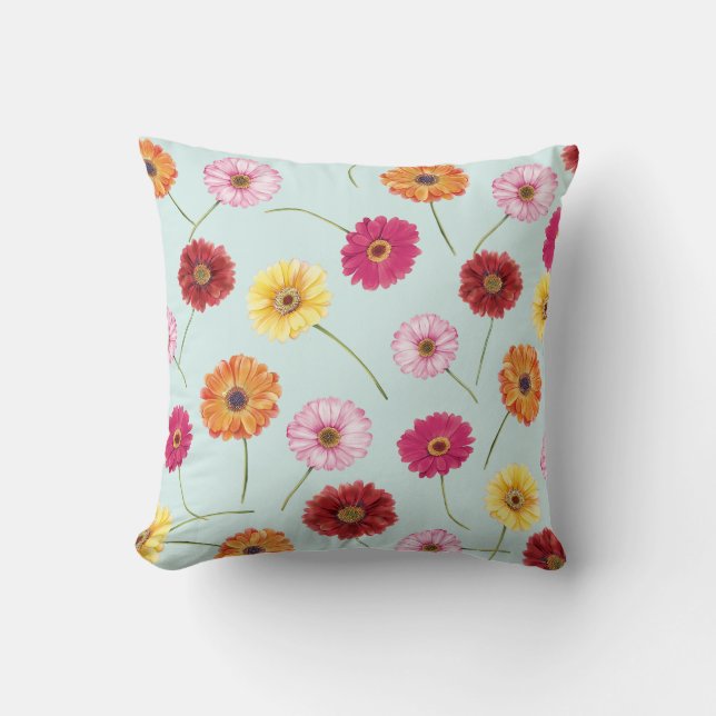 Coussin Gerbera,pink,red,orange,yellow  (Recto)