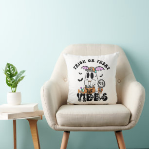 Coussin Ghost Candy Halloween Trick ou Treat violes