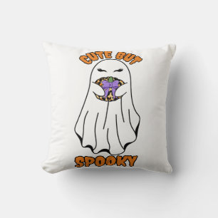 Coussin Ghost d'Halloween mignon mais Éffrayant tenant un