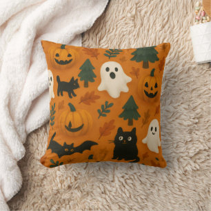 Coussin Ghosts et Citrouilles mignons   Couverture en pola