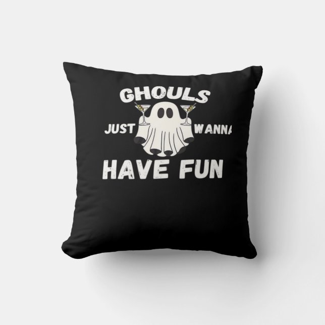 Coussin Ghouls veut juste s'amuser - Drôle Cockt Halloween (Recto)