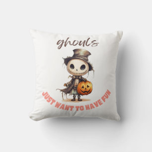 Coussin Ghouls veut juste s'amuser Halloween blanc