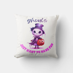 Coussin Ghouls veut juste s'amuser Halloween violet