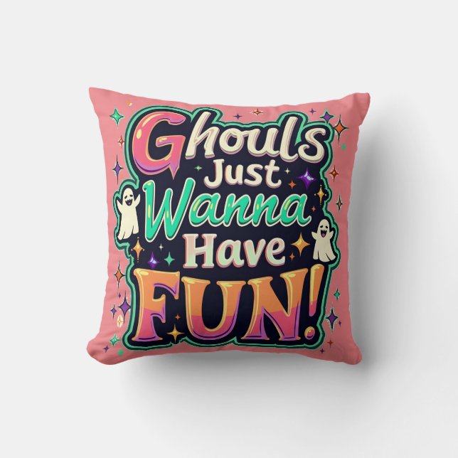 Coussin Ghouls veut juste s'amuser - Retro Halloween Vibes (Recto)