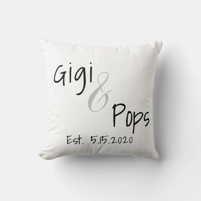 Coussin Gigi et Pops Date de création (Recto)
