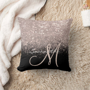 Coussin Gilry Monogramme Rose Gold Pailleté & Noir