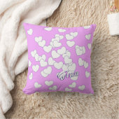 Coussin Gina - Nom Modèle rose mignon Avec Coeurs Blancs (Couverture)