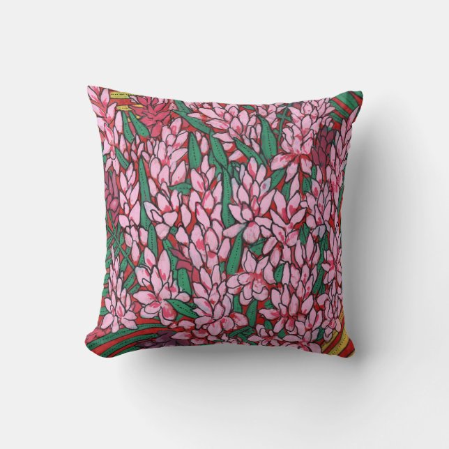 Coussin Gingembre de cône rose Alpinia Fleurs tropicales F (Recto)