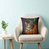 Coussin Gingembre d'Halloween et chaton blanc équitation u (Chaise)