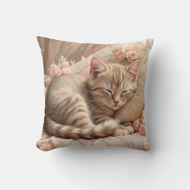 Coussin Ginger Kitten Dormir (Shabby Chic) (Recto)