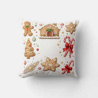 Coussin Gingerbread Christmas and Candy Cane Pattern