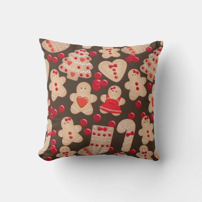 Coussin Gingerbread Cookies de vacances Cookie Noël (Recto)