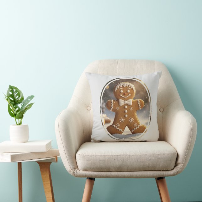 Coussin Gingerbread Man Cookies Whimsical Christmas (Chaise)