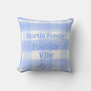 Coussin Gingham à carreaux bleus POOLSIDE VIBE