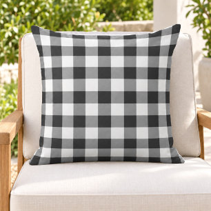 Coussin Gingham à carreaux noir et blanc gras
