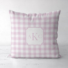 Gingham à carreaux rose monogrammé 