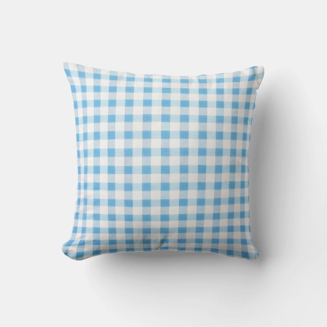 Coussin Gingham Bleu Bébé (Recto)