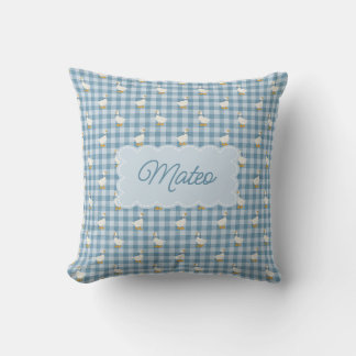 Coussin Gingham Bleu Poudre Oie Vérification Buffalo Nom p