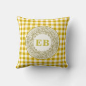 Coussin Gingham Jaune de Rose Monogrammée de Campagne Fran (Verso)