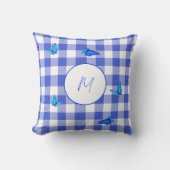 Coussin Gingham papillon élégant monogramme Navy (Recto)