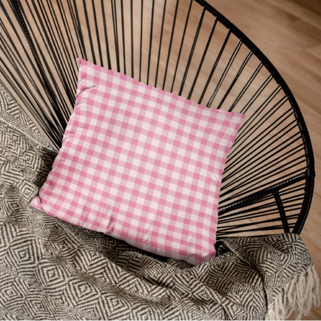 Coussin Gingham Rose Bébé (Créateur téléchargé)