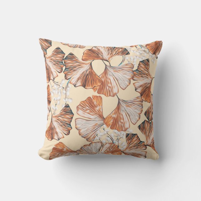 Coussin Gingko avec des fruits sans couture motif. Aquarel (Recto)