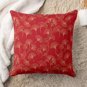 Coussin Ginkgo d'or d'automne en rouge pour un cadre de vi
