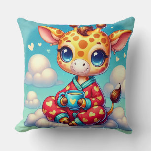 Coussin Girafe bébé de dessin animé mignon se relaxant sur