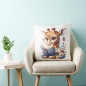 Coussin Girafe bébé mignonne lisant un livre avec des lune (Chaise)