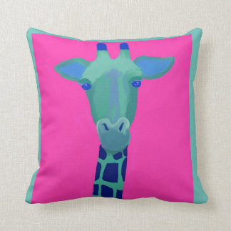 Coussin Girafe de vert de carreau d'art de bruit