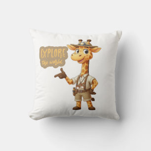 Coussin Girafe Exploratrice Mignonne en safari