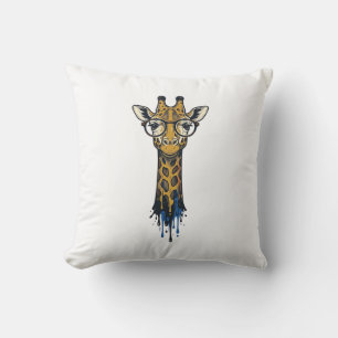 Coussin Girafe Gravé Vintage Avec Design De Lunettes_1