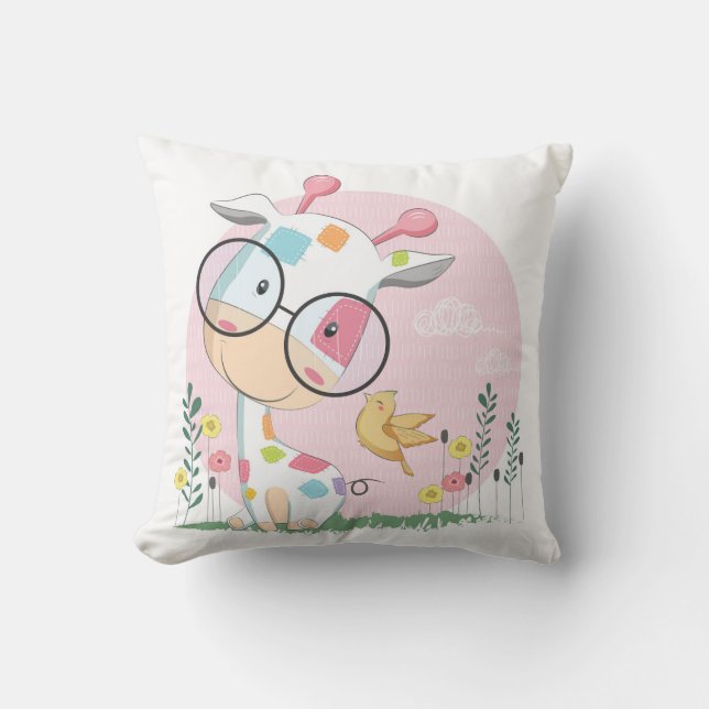 Coussin Girafe heureuse de bébé (Recto)