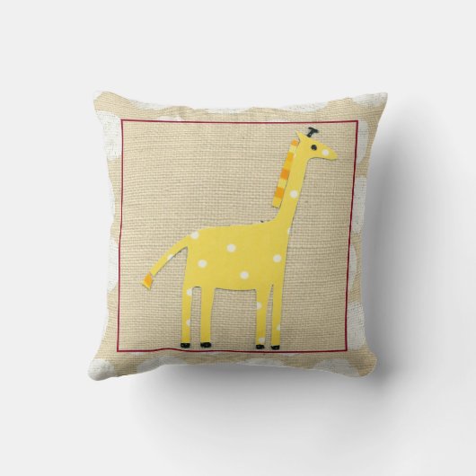 Coussin Girafe jaune avec Pois blancs (Verso)