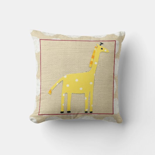 Coussin Girafe jaune avec Pois blancs (Recto)