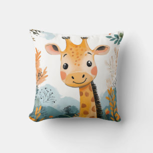 Coussin Girafe Mignonne Aquarelle Illustration Enfants Nur