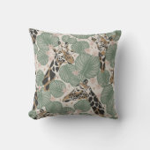 Coussin Girafe moderne sur fond couleur champignon  (Recto)