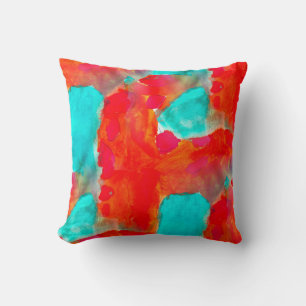 Coussin girafe sans couture, bleu, orange aquarelliste