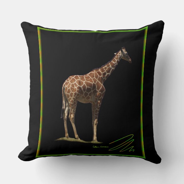 Coussin Girafe sur Noir (Recto)