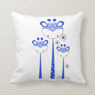 Coussin Girafes amusantes -- Bleu vif