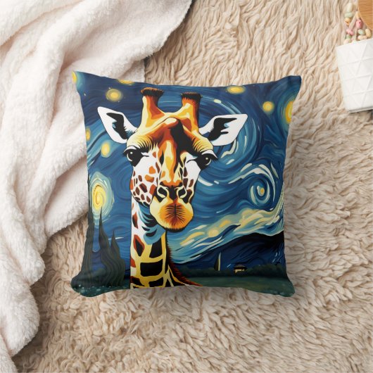 Coussin Giraffe dans la nuit étoilée (Couverture)