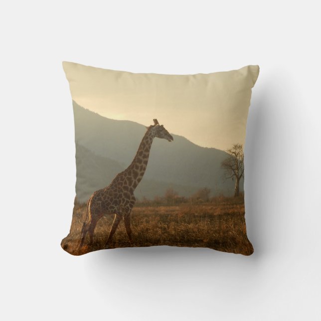 Coussin Giraffe dans la Savannah (Recto)