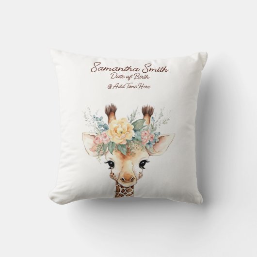 Coussin Giraffe de bébé animal mignon personnalisée (Recto)