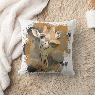 Coussin Giraffe de la faune africaine Abstraite peinture