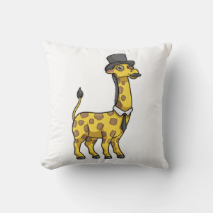 Coussin Giraffe en Gentleman avec Casquette, Cravate et Mo